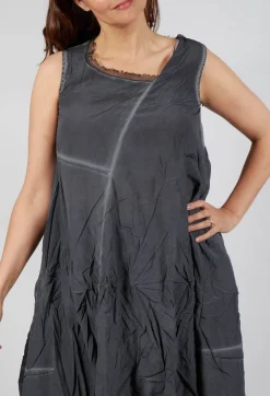 Asymmetrical A-Line Dress in Coal Cloud