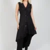 Asymmetrical Button Through Dress in Black