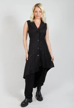 Asymmetrical Button Through Dress in Black