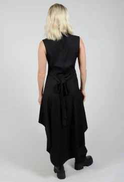 Asymmetrical Button Through Dress in Black