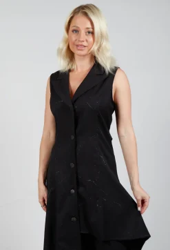 Asymmetrical Button Through Dress in Black