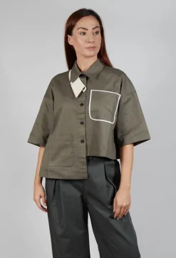 Asymmetrical Cropped Shirt in Grey