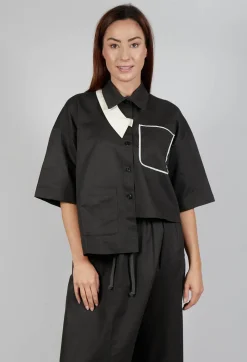 Asymmetrical Cropped Shirt in Charcoal