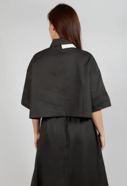 Asymmetrical Cropped Shirt in Charcoal