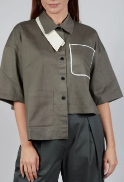 Asymmetrical Cropped Shirt in Grey