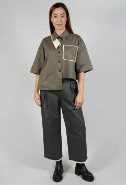 Asymmetrical Cropped Shirt in Grey