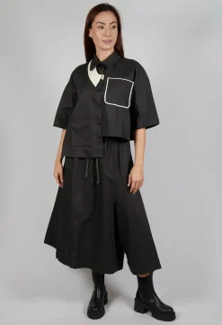 Asymmetrical Cropped Shirt in Charcoal