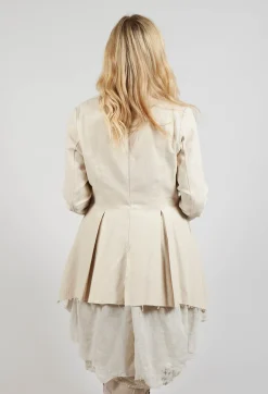 Asymmetrical Jacket in Cotone and Garza Di Lino Sand