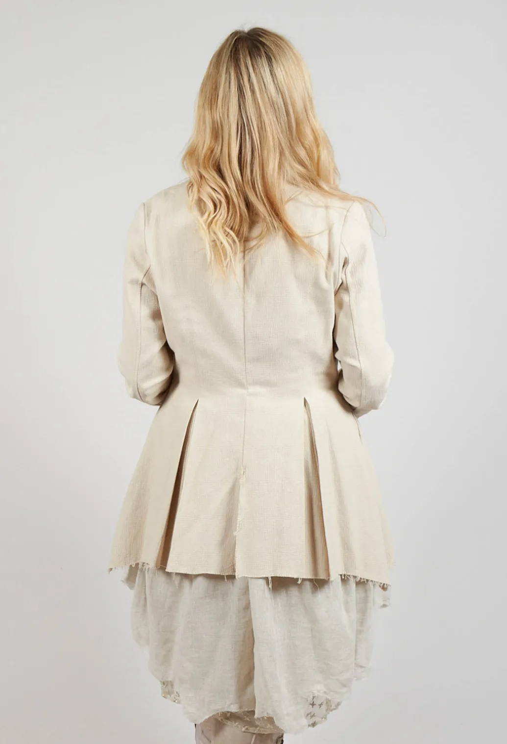 Asymmetrical Jacket in Cotone and Garza Di Lino Sand