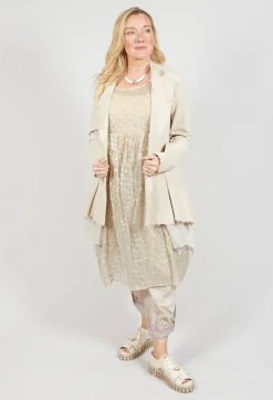 Asymmetrical Jacket in Cotone and Garza Di Lino Sand