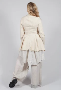 Asymmetrical Jacket in Cotone and Garza Di Lino Sand