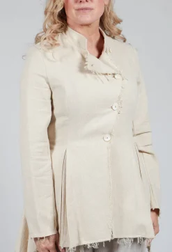 Asymmetrical Jacket in Cotone and Garza Di Lino Sand