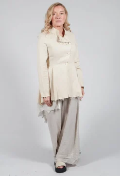 Asymmetrical Jacket in Cotone and Garza Di Lino Sand