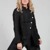 Asymmetrical Jacket in Lino Crush Nero