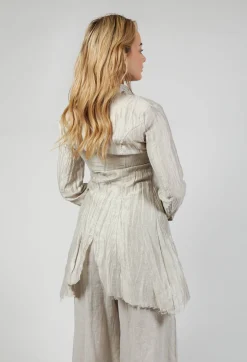Asymmetrical Jacket in Lino Crush Sand