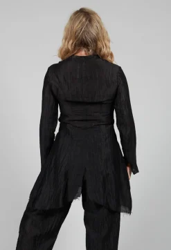 Asymmetrical Jacket in Lino Crush Nero