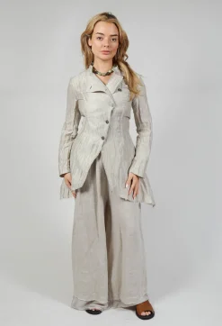 Asymmetrical Jacket in Lino Crush Sand