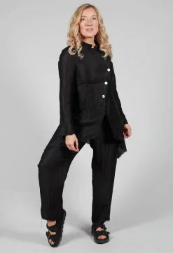 Asymmetrical Jacket in Lino Crush Nero