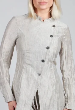 Asymmetrical Jacket in Lino Crush Sand