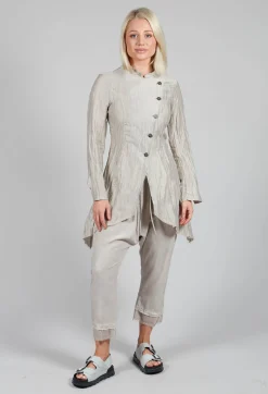 Asymmetrical Jacket in Lino Crush Sand