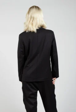 Asymmetrical Paint Print Blazer in Black