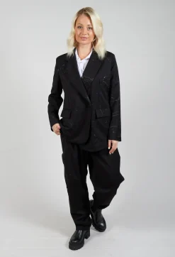 Asymmetrical Paint Print Blazer in Black