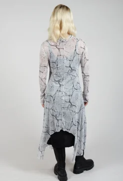 Asymmetrical Sheer Dress in White Print