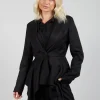 Asymmetrical Single Button Blazer in Black