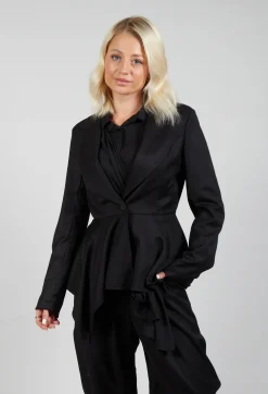Asymmetrical Single Button Blazer in Black
