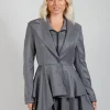 Asymmetrical Single Button Blazer in Grey