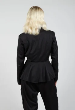 Asymmetrical Single Button Blazer in Black