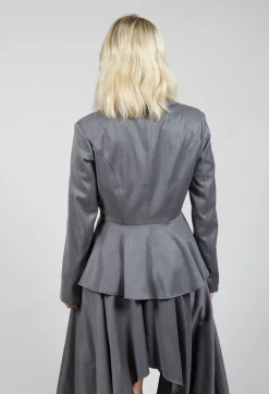 Asymmetrical Single Button Blazer in Grey