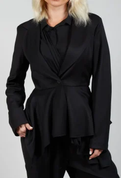 Asymmetrical Single Button Blazer in Black