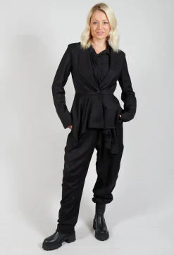 Asymmetrical Single Button Blazer in Black