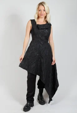 Asymmetrical Textured Dress in Black