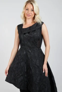Asymmetrical Textured Dress in Black