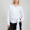Asymmetrical Tie Blouse in White