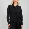 Asymmetrical Tie Blouse in Black