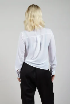 Asymmetrical Tie Blouse in White