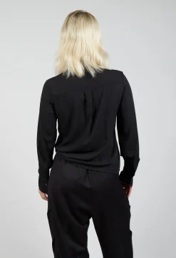 Asymmetrical Tie Blouse in Black