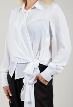 Asymmetrical Tie Blouse in White