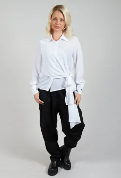Asymmetrical Tie Blouse in White