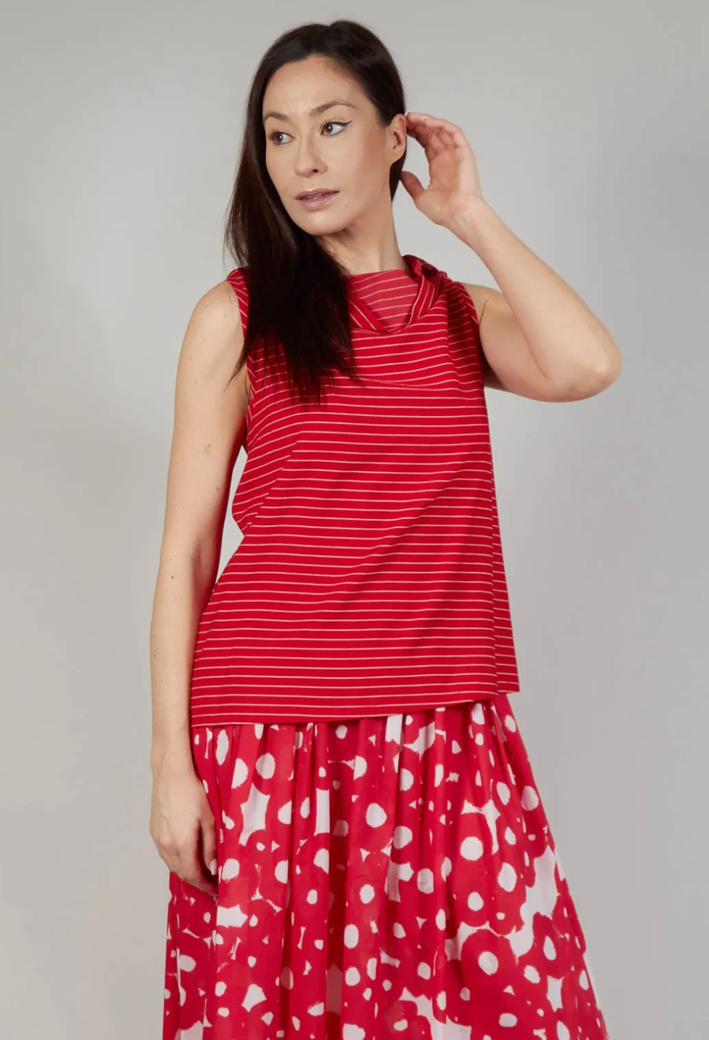 Asymmetrical Vest in Rosso