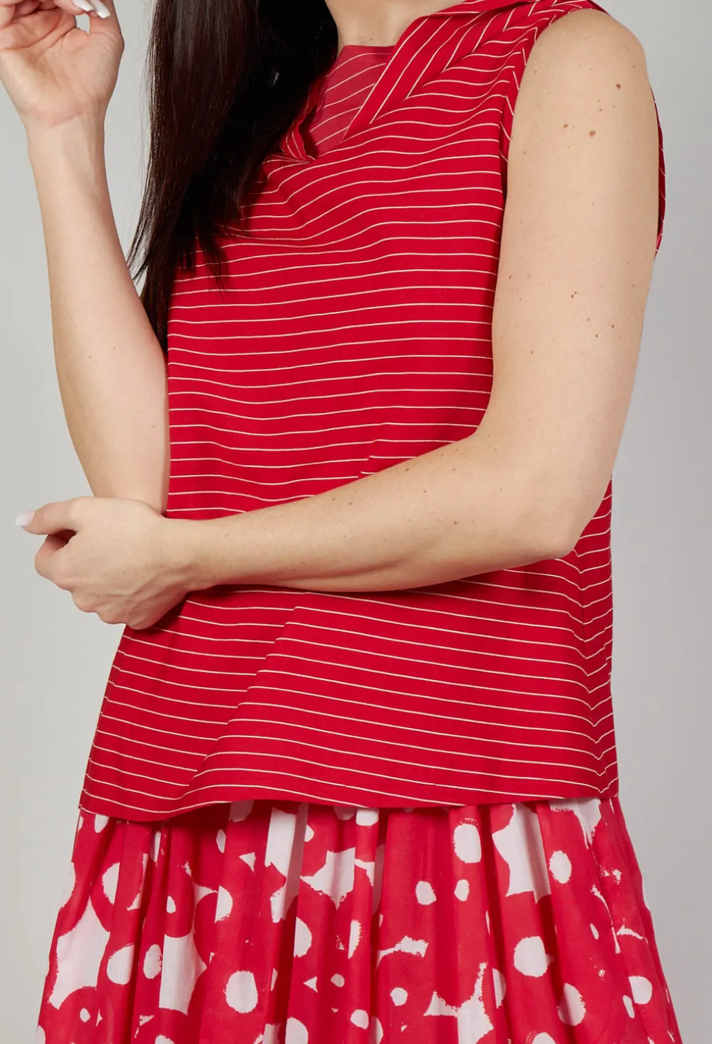 Asymmetrical Vest in Rosso