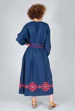 Azzurra Belted Dress in Rosso Panna