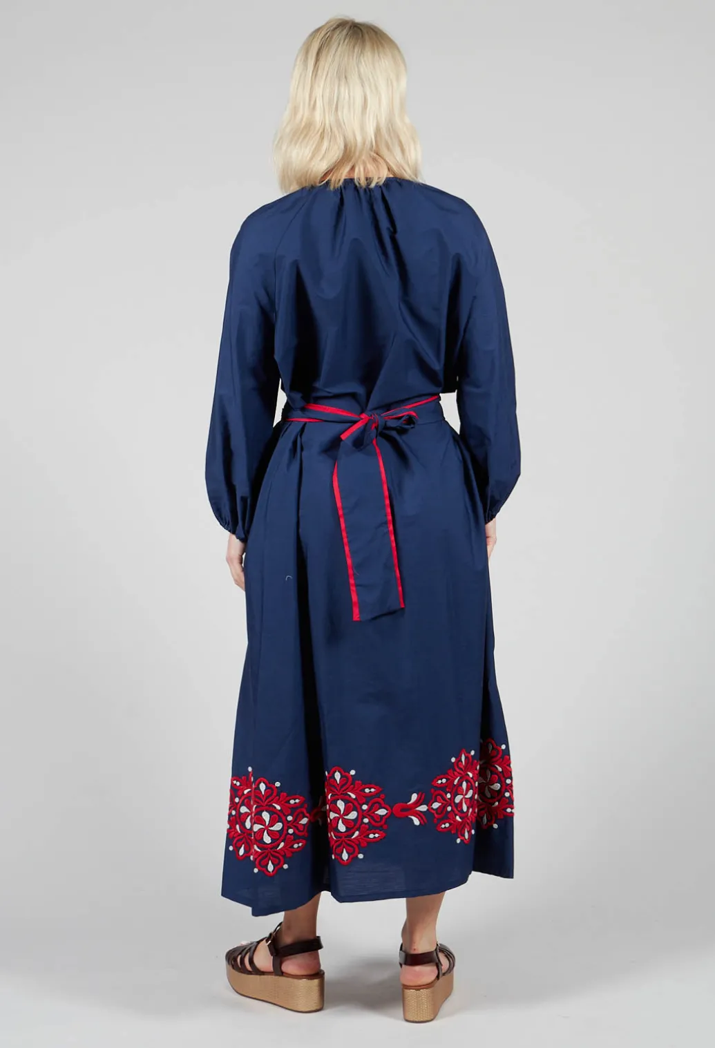 Azzurra Belted Dress in Rosso Panna