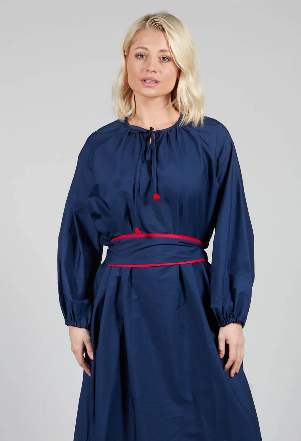 Azzurra Belted Dress in Rosso Panna