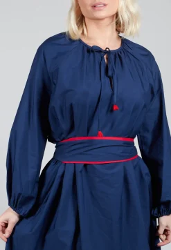 Azzurra Belted Dress in Rosso Panna
