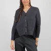 Back Pleated Cardigan in Antracite and Nero