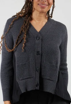 Back Pleated Cardigan in Antracite and Nero